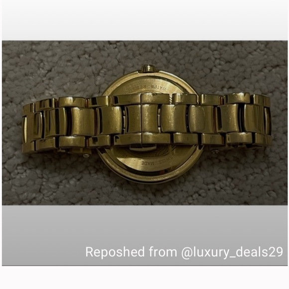 Versace Women’s Vintage Gold Wristwatch with Diamond Accents- Good Condition